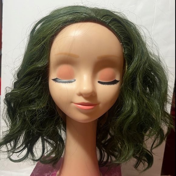 Short Bob Wig with Bangs for Women Wigs Synthetic - Green - Picture 5 of 8